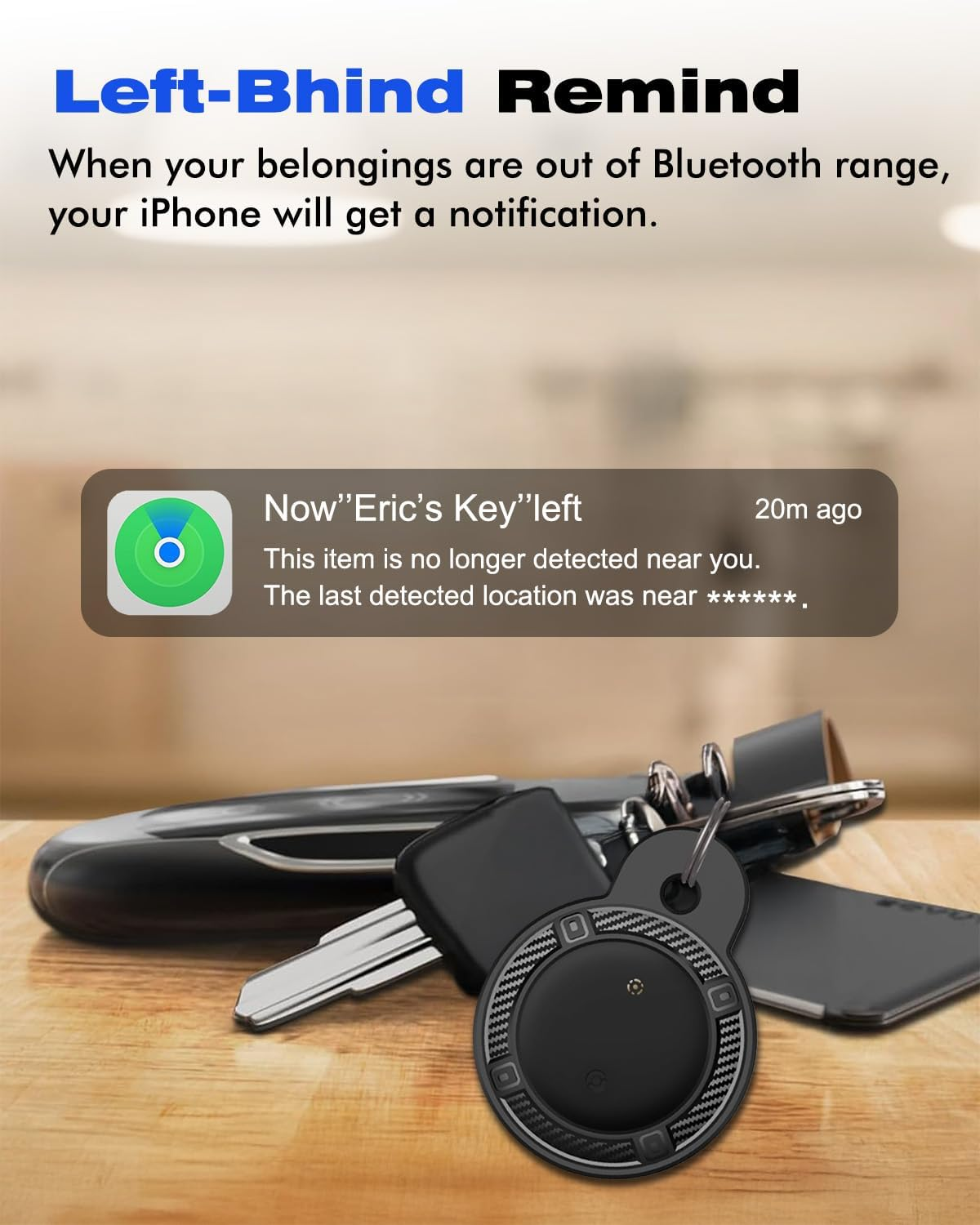 VISOOP Air Tags 2Pack with Holder Case, Smart Bluetooth Tracker Compatible with Find My(Ios Only), Item Finder Locator for Pets/Keys/Bags/Luggage Suitcases, Replaceable Battery Waterproof-Black image number 1