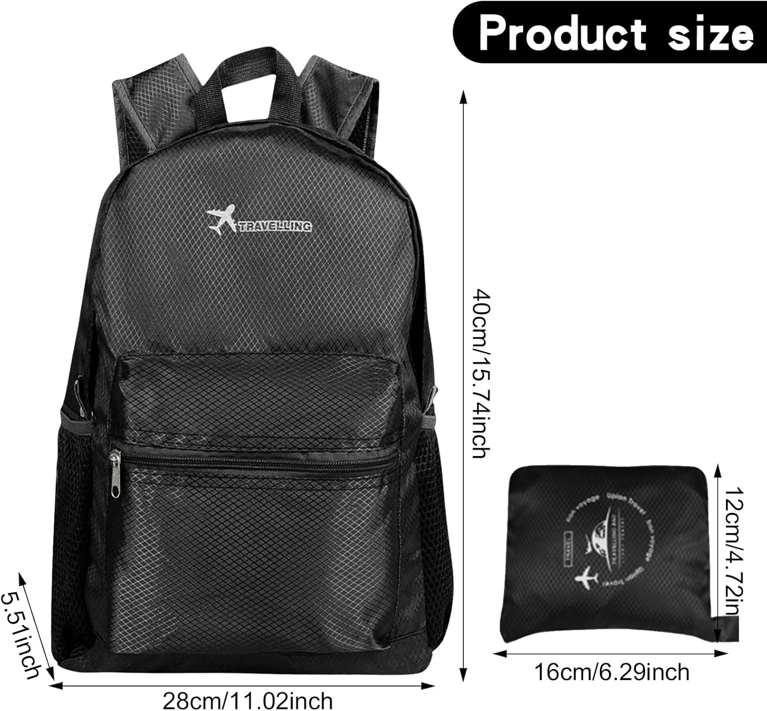 Foldable Hiking Backpack, Foldable Backpack, Ultra Lightweight Rucksack, Unisex Packable Backpack for Men Women, Waterproof Travel Daypack for Outdoor Sport Biking Hiking Climbing image number 1