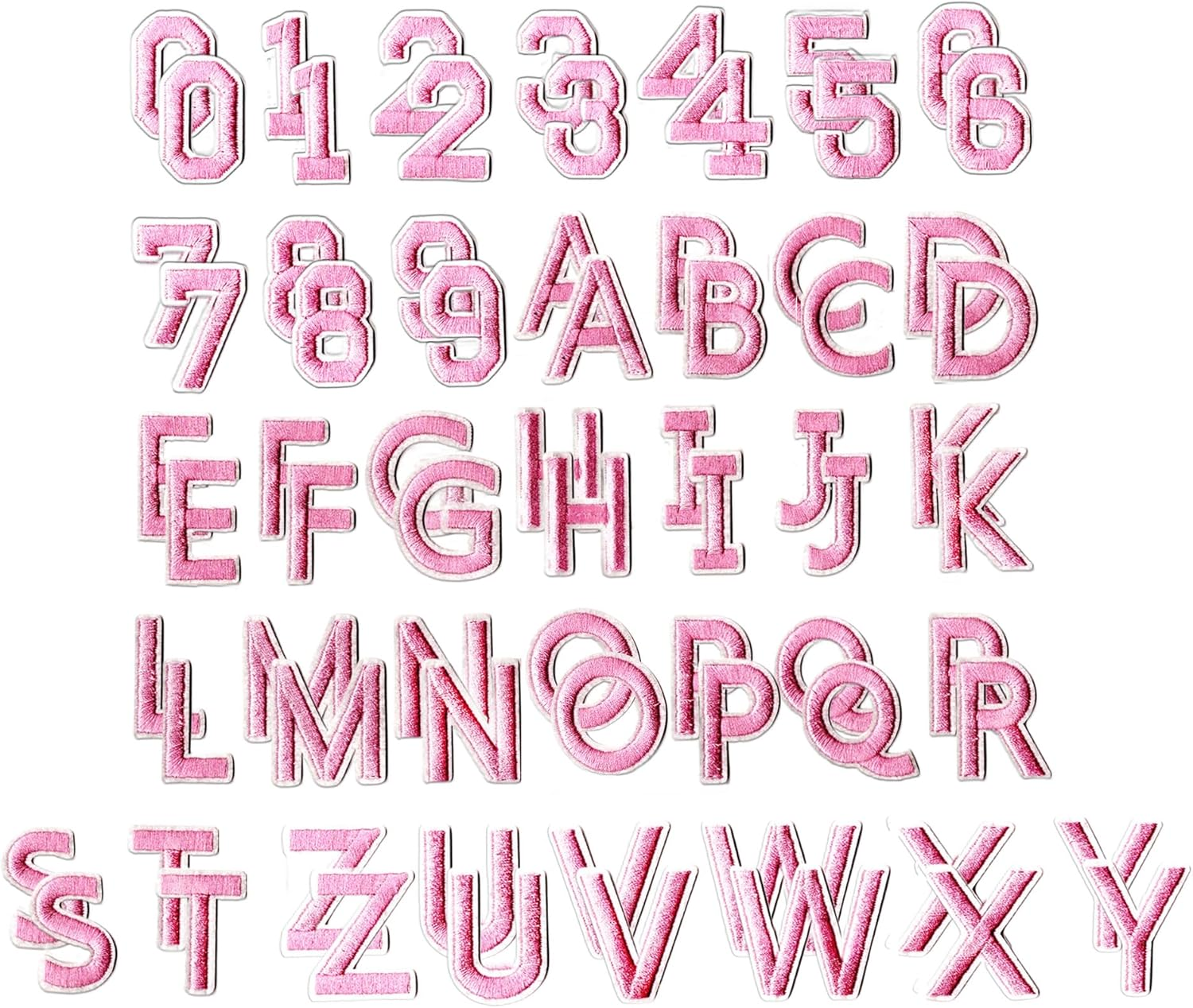72 Pcs Pink Letters/Numbers Embroidered Iron on Sew on Patch Colorful Cute Emblem Cartoon Children Patches Sewing Applique Decoration Accessory for Clothes,Jeans,T-Shirt,Backpacks,Vest,Hats,Dress image number 6