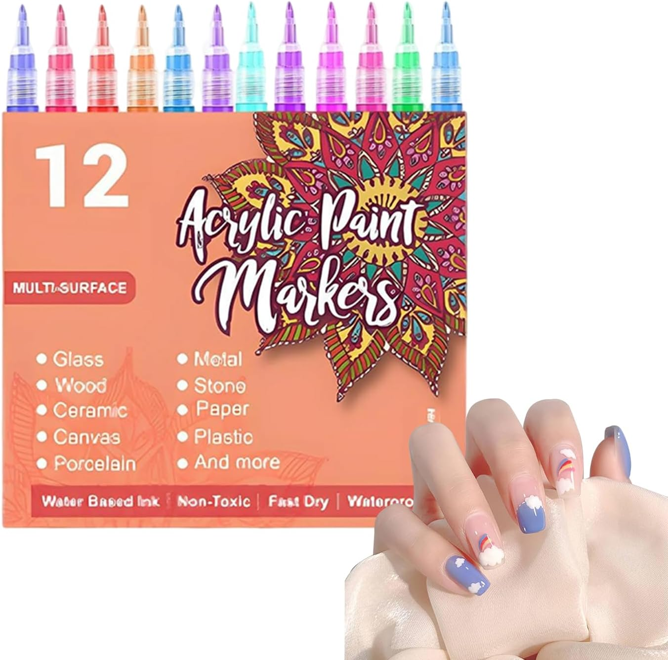 24 Colors Nail Drawing Pens Set, Waterproof Manicure Art Painting Markers, Nails Polish Art Design Manicure Tools for Women Girls Beginners & Nail Technician