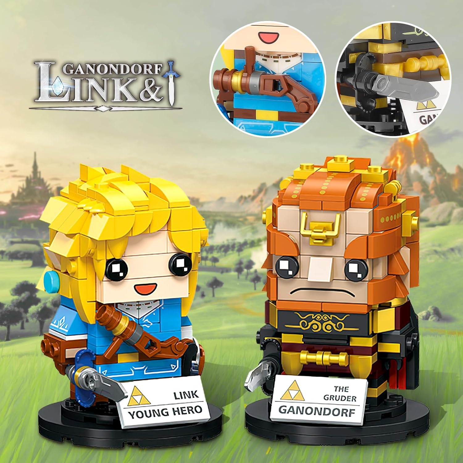 QLT BOTW Link Clamping Building Blocks, Link Action Figures Holding Master Sword and Ganondorf, Game Fans Gift for Adults and Boys from 6-16+ (475 Pieces)