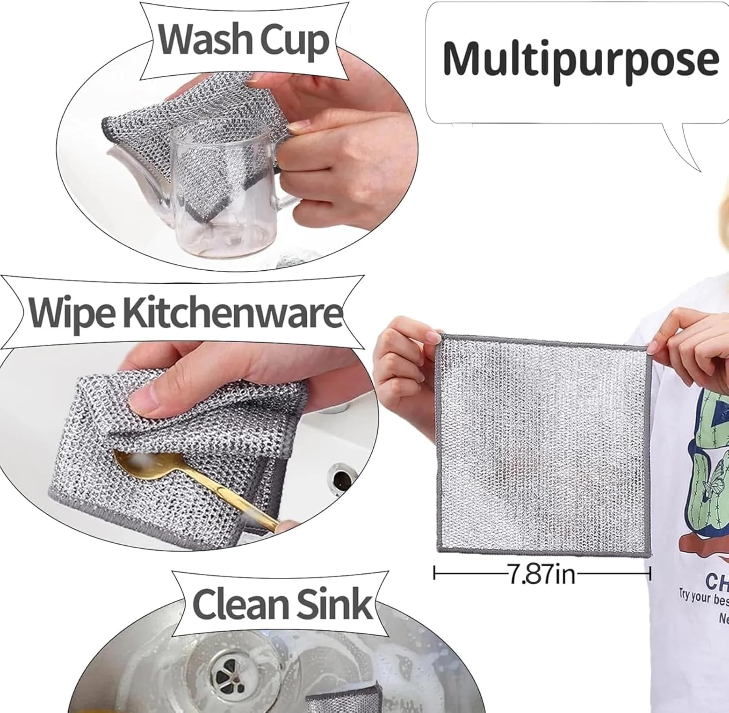 Multi-Surface Scrub Pads, Heavy-Duty Non-Scratch Cleaning Sheets, 20 X 20 Cm, 10 Pack