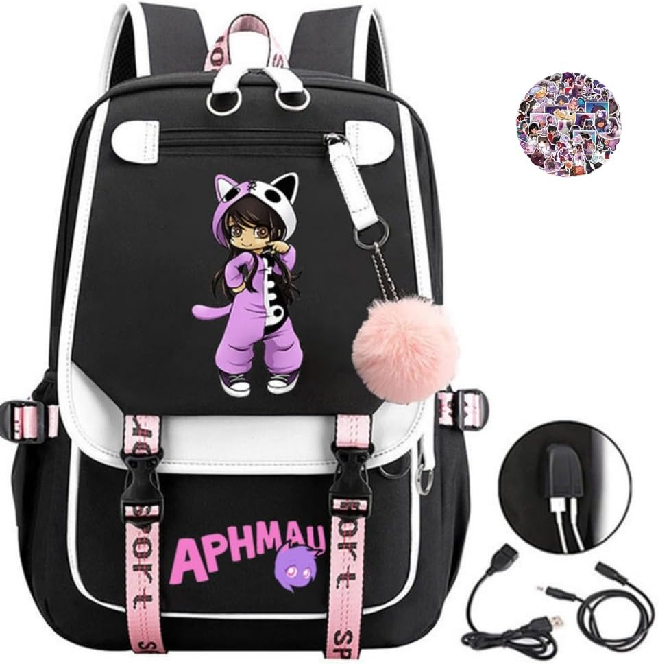 AII Lover Anime Backpack with USB Port,17In Cartoon Laptop Backpack Shoulder School Book Bag Students Backpack.