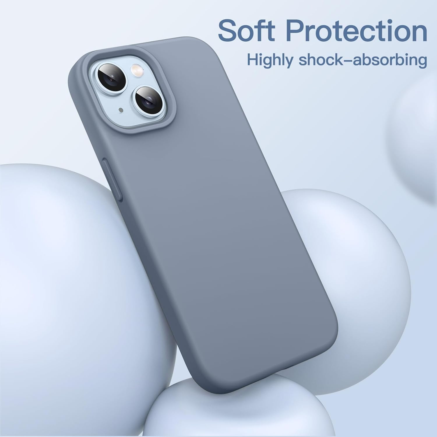 Jetech Silicone Case for Iphone 14 6.1-Inch, Silky-Soft Touch Full-Body Protective Phone Case, Shockproof Cover with Microfiber Lining (Sierra Blue) - Black image number 4