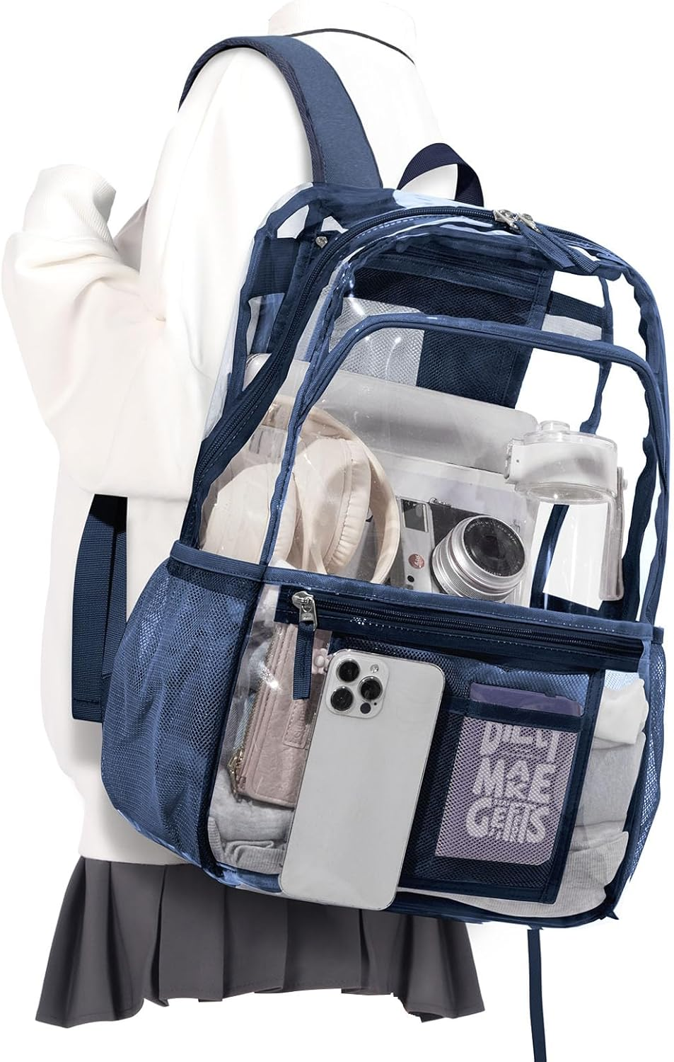 WEPOET Clear Backpack Heavy Duty Transparent See through Backpack,Waterproof Clear Bookbag