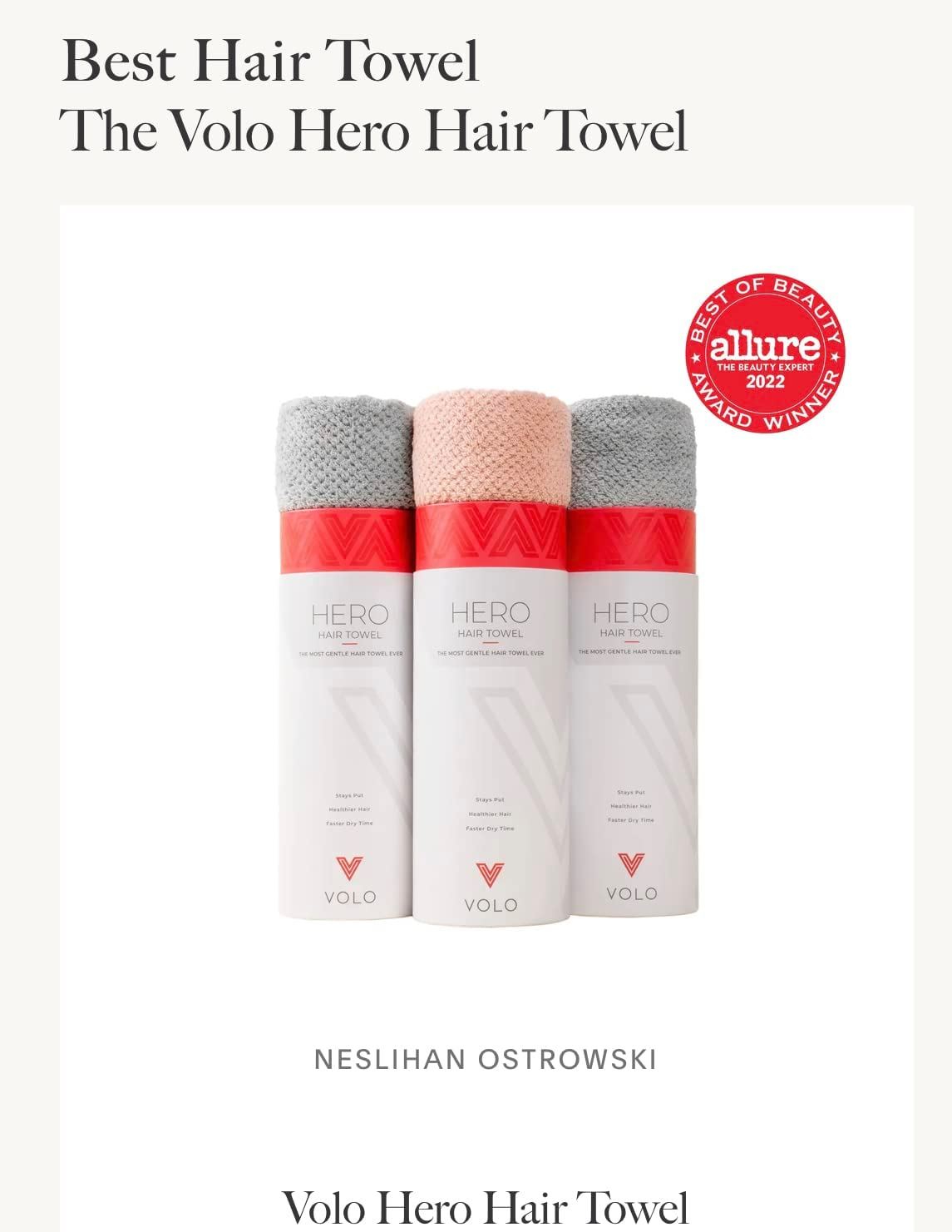 VOLO Super Hero XL Hair Towel | Super Absorbent Quick Dry Nanoweave | Reduces Dry Time by 50% | Large Wrap for All Hair Types (Super Hero Luna Gray - Tube) image number 5