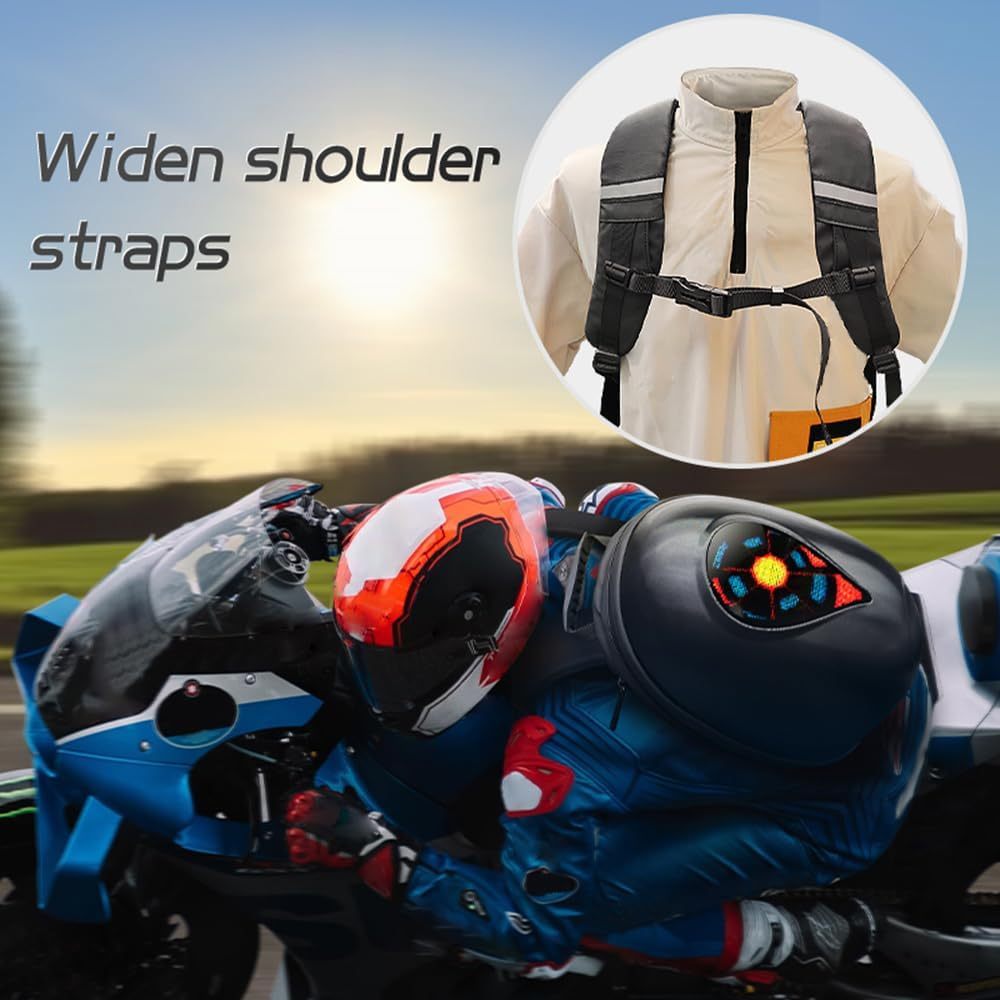 Two Shoulder Bag, LED Backpack Riding Backpack Motorcycle Helmet Hard Shell Waterproof image number 1