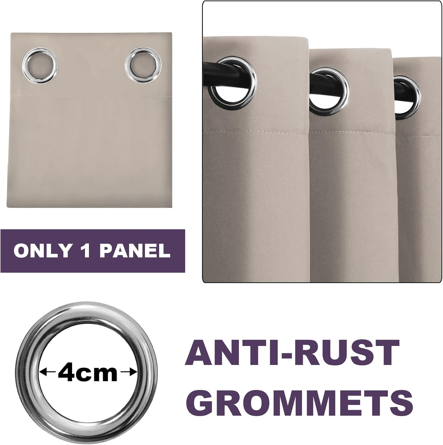 H.VERSAILTEX 100% Blackout Curtains Completely Blackout Window Drapes Thermal Insulate Double Layer with Black Liner for Bedroom 2 Panels Set, Each W132Cm X D160Cm, Natural image number 6