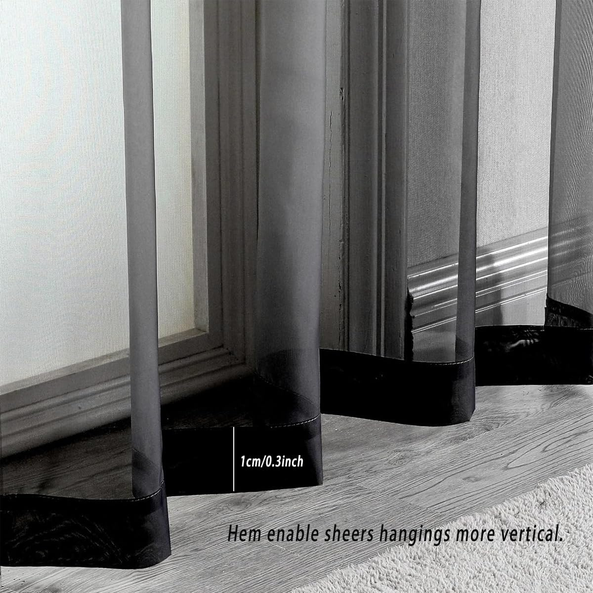 AIMALL Sheer Voile Curtain Panel for Bedroom, Rod Pocket Window Drapes, Polyester, 55X90 Inches, Available in Black, White, Pink image number 6