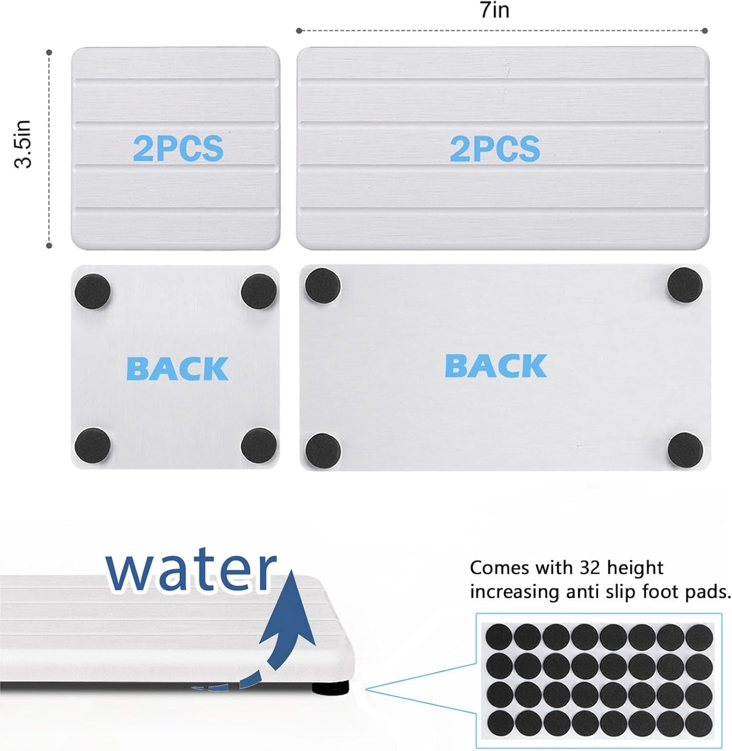 Set of 4 Water Absorbent Diatomite Coasters, Diatomaceous Earth Kitchen Soap Dish, Water Absorbing Stone Used for Hand Soaps & Plants & Toiletries in the Modern Home (White with Grooves) - Grey image number 2