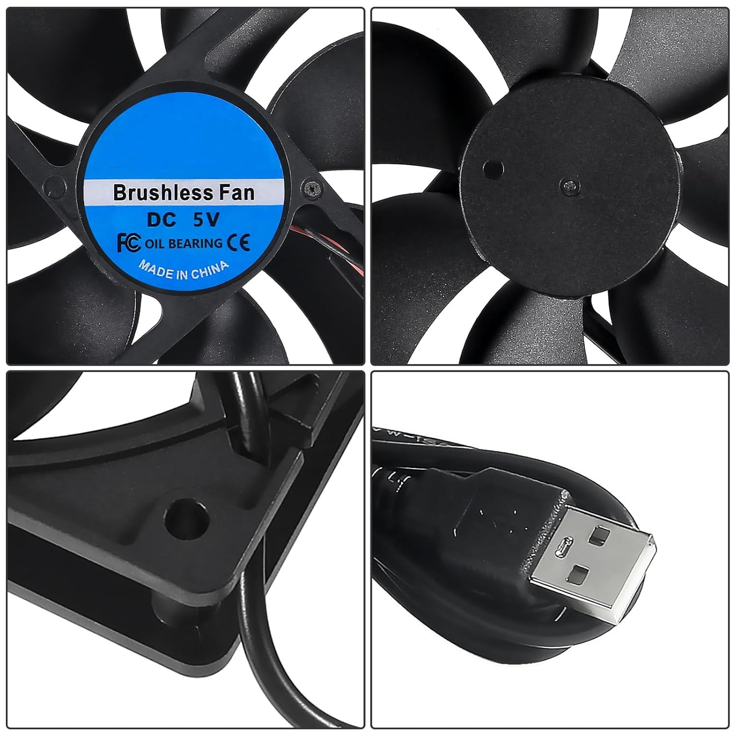 QCCAN 2Pcs 120Mm USB Fan 5V Brushless Cooling Fan, 2000 RPM High Speed Fan for Cooling DIY PC Computer Case 3D Printer CPU Coolers Radiators, Low Noise, Plug and Play image number 2