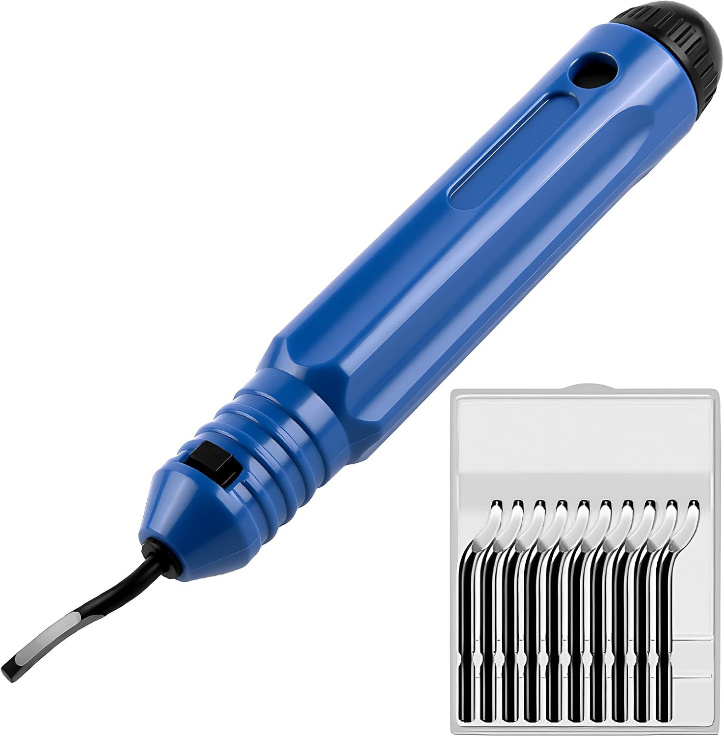 Deburring Tool Kit, Engraving Tools with 10 Pcs 360 Degree Rotary Replacement Blade, Removing Burr for Resin 3D Printing Metal Aluminum Copper Iron Brass Plastic - Normal image number 4