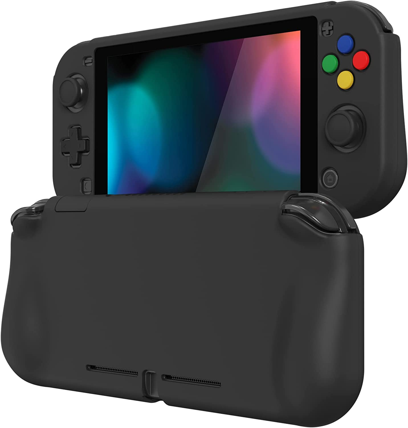 Playvital Zealprotect Protective Case for Nintendo Switch Lite, Ergomomic Grip Hard Cover - Durable Shock-Absorbent Anti-Scratch with Screen Protector & Thumb Grip Button Caps, White