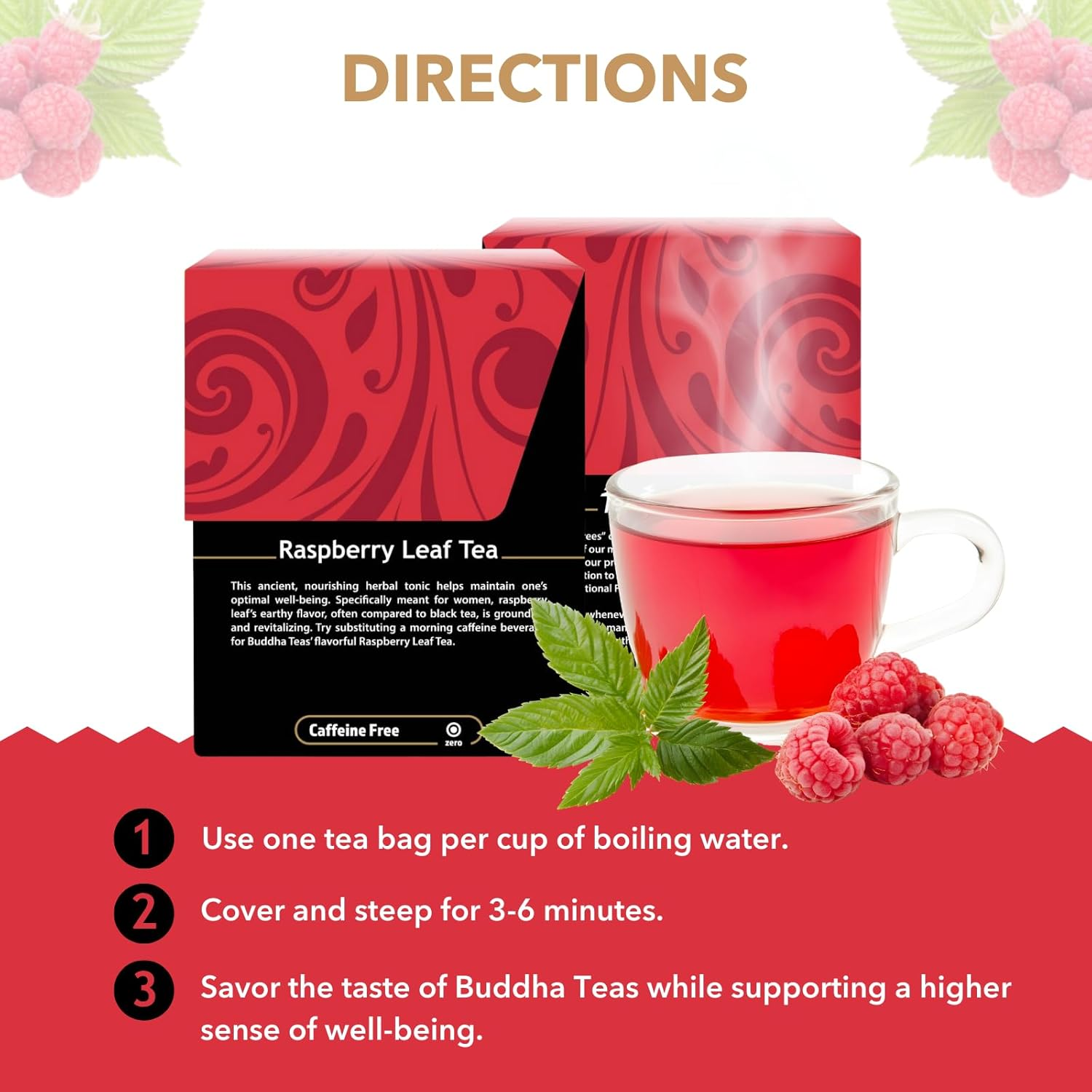 Buddha Teas Organic Raspberry Leaf Tea 18 Teabags image number 1