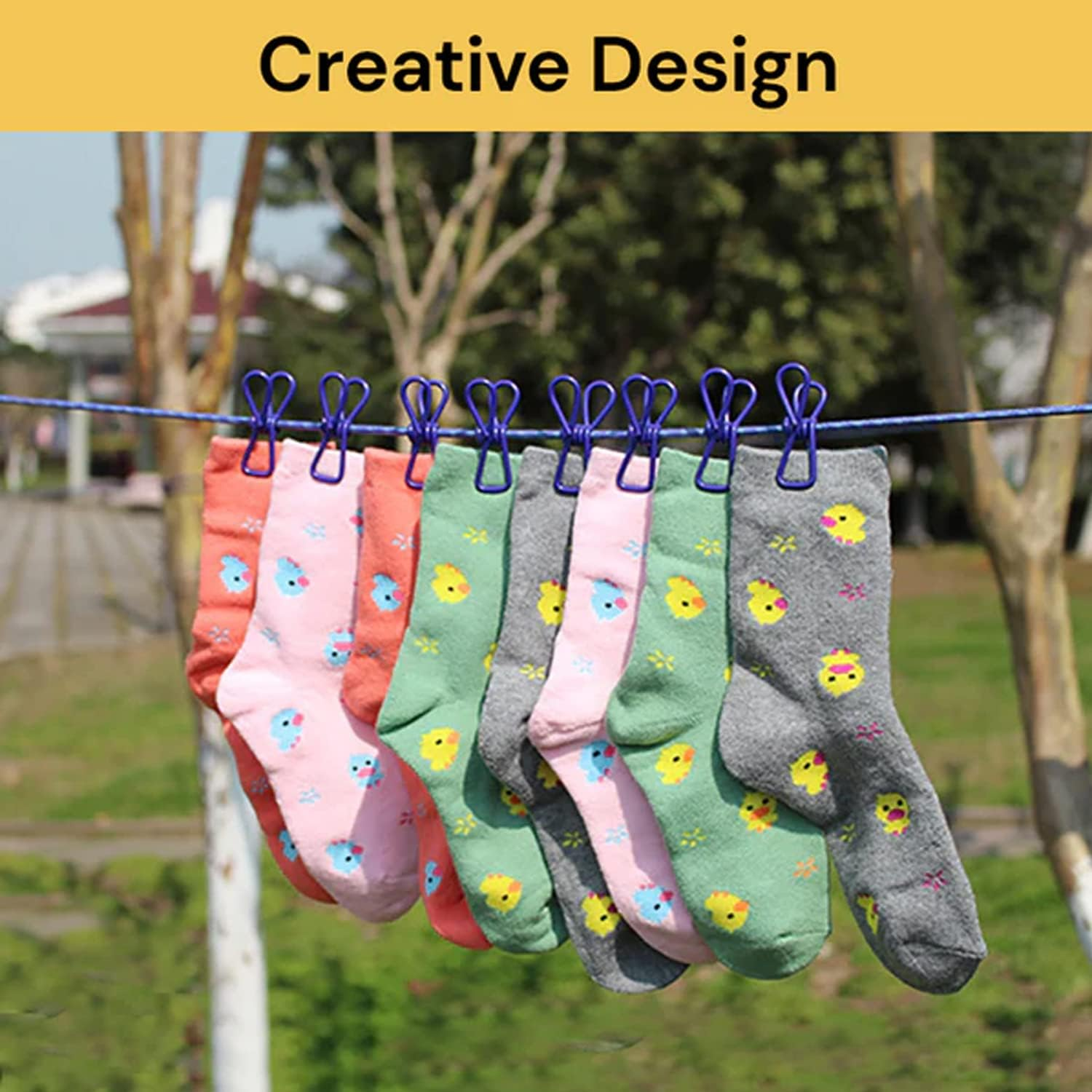 EZONEDEAL Portable Travel Clothesline, Retractable Adjustable Clothesline with 12 Clothespins, Camping Outdoor RV Accessories for Hotel, Apartment, Indoor, Outdoor