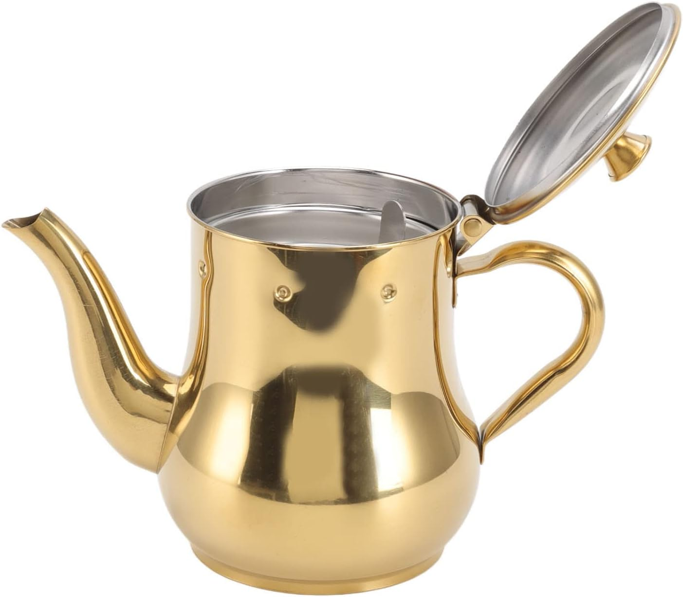 Teapot, Mesh Filter, Non-Toxic Stainless Steel Coffee Tea Kettle for Home (Gold) image number 2