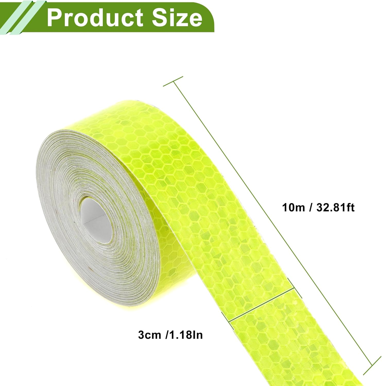 X AUTOHAUX Universal 32.81Ft X 1.18In Air-Release Adhesive Pinstripe Tape Reflective Automotive Pinstriping Tape PVC Fluorescent Yellow image number 1