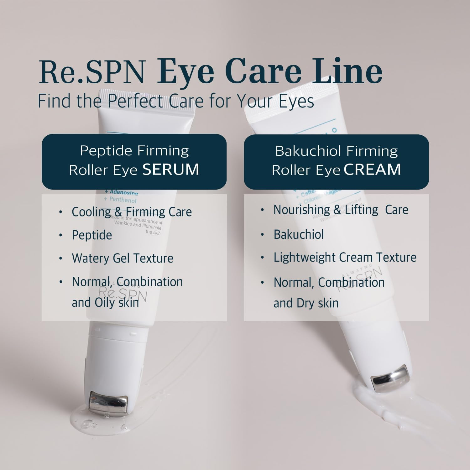 Re.Spn Peptide Firming Roller Eye Serum &ndash; for Puffy Eyes, Wrinkles & Dark Circles, Cooling Gua Sha Metal Applicator with Niacinamide, Vegan K-Beauty (0.67 Fl Oz) image number 4
