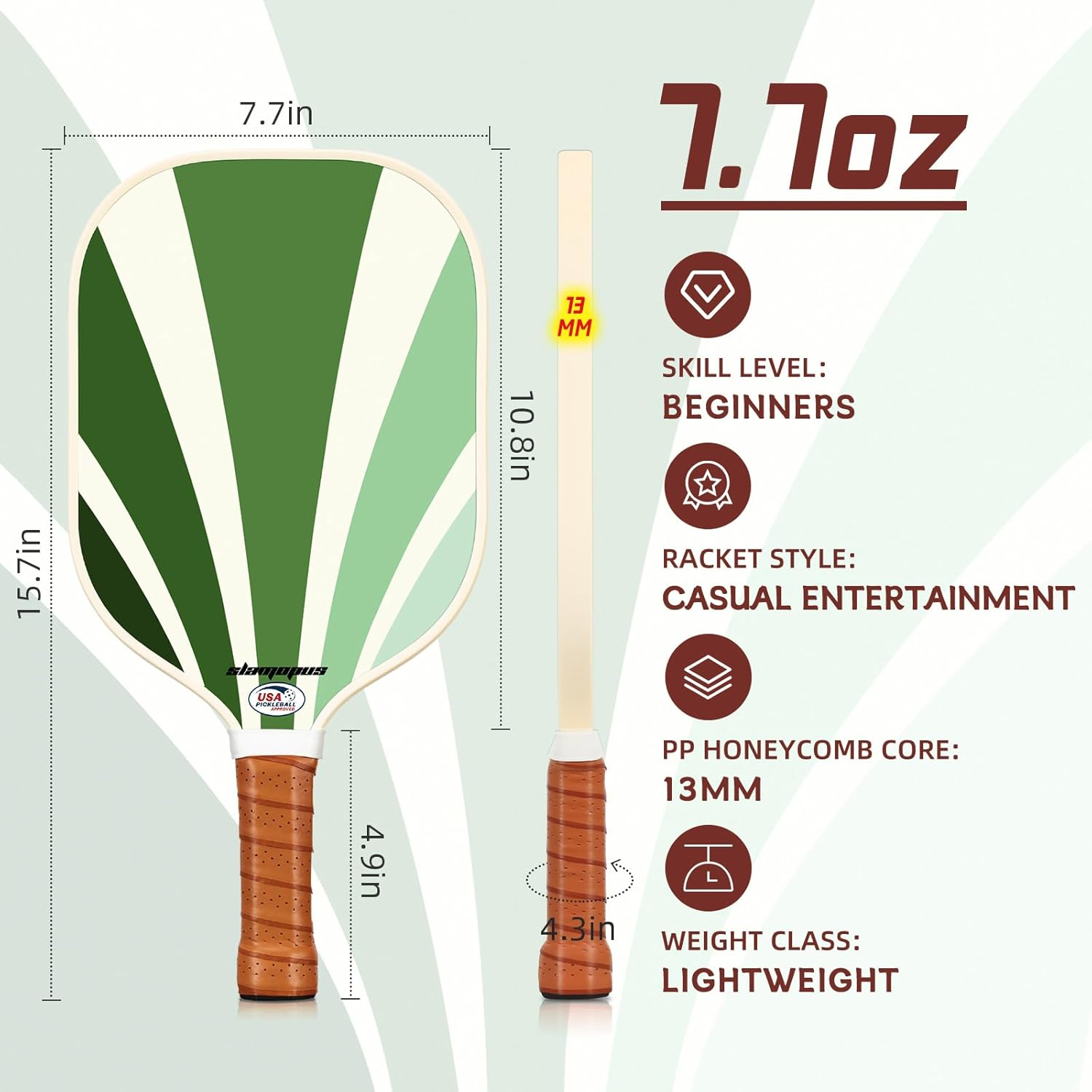 Pickleball Paddles Set of 2 | Pickleball Rackets Set | Pickle Ball Bats/Paddles | Graphite & Fiberglass | USAPA Approved | Great Set for Beginners & All Ages image number 5