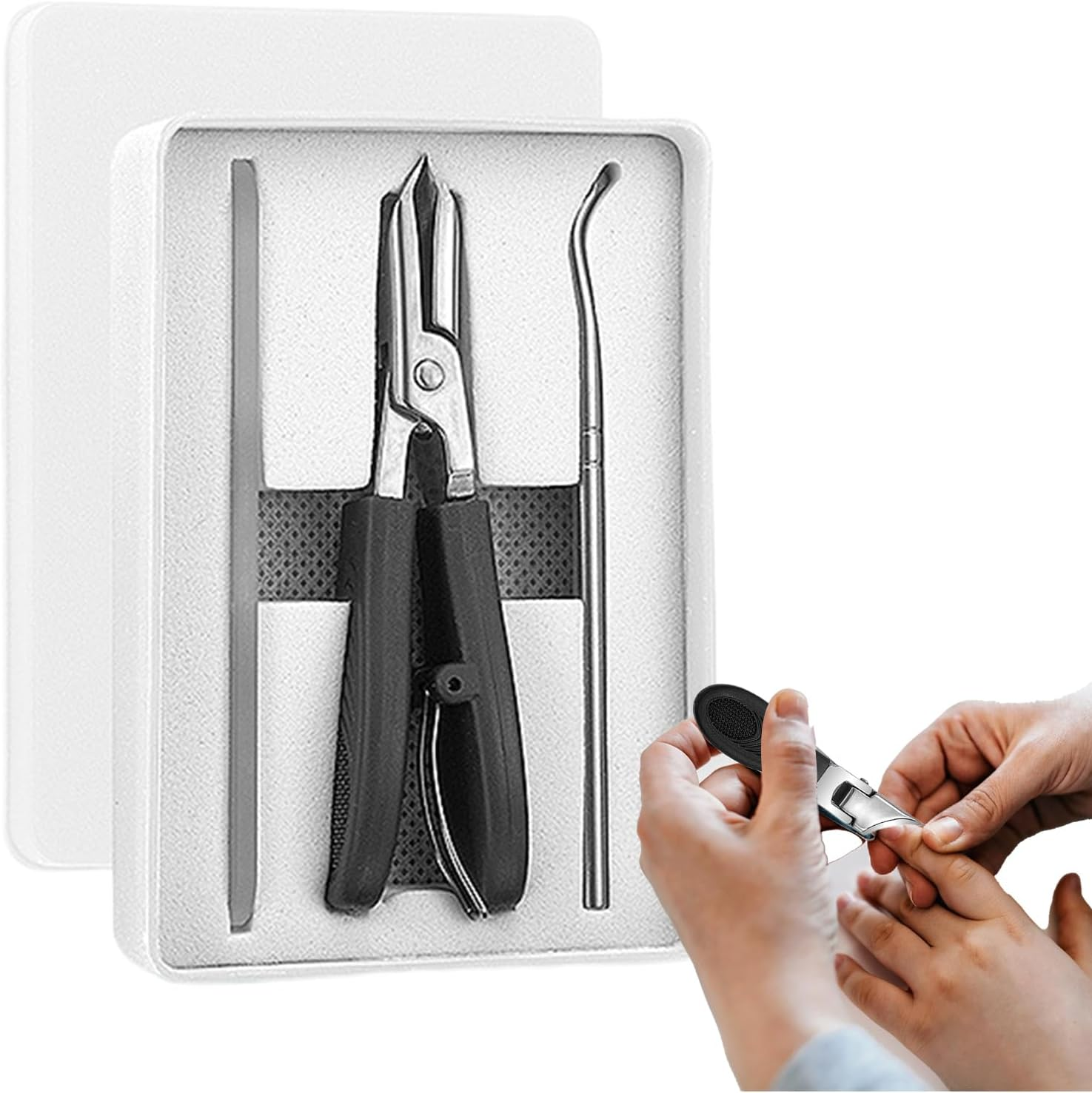 Curved Toenail Clippers - Wide Jaw Beveled Edge Toenail Trimmer | Anti-Slip Ergonomic Slant Trimming Tool, Precision Trimmer Manicure Set for Travel Home Salon Use image number 2