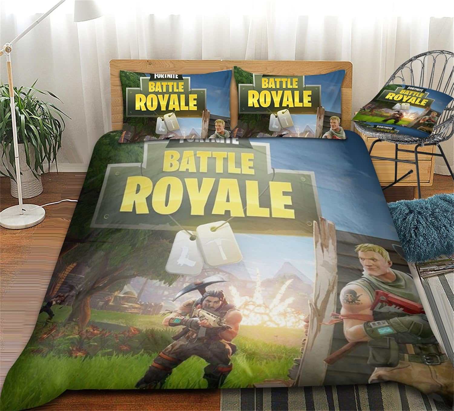 3 Pieces  Bedding Sets 3D Game Printed Duvet Cover Sets Double Size Lightweight Comforter Cover with Pillowsham Zipper Closure