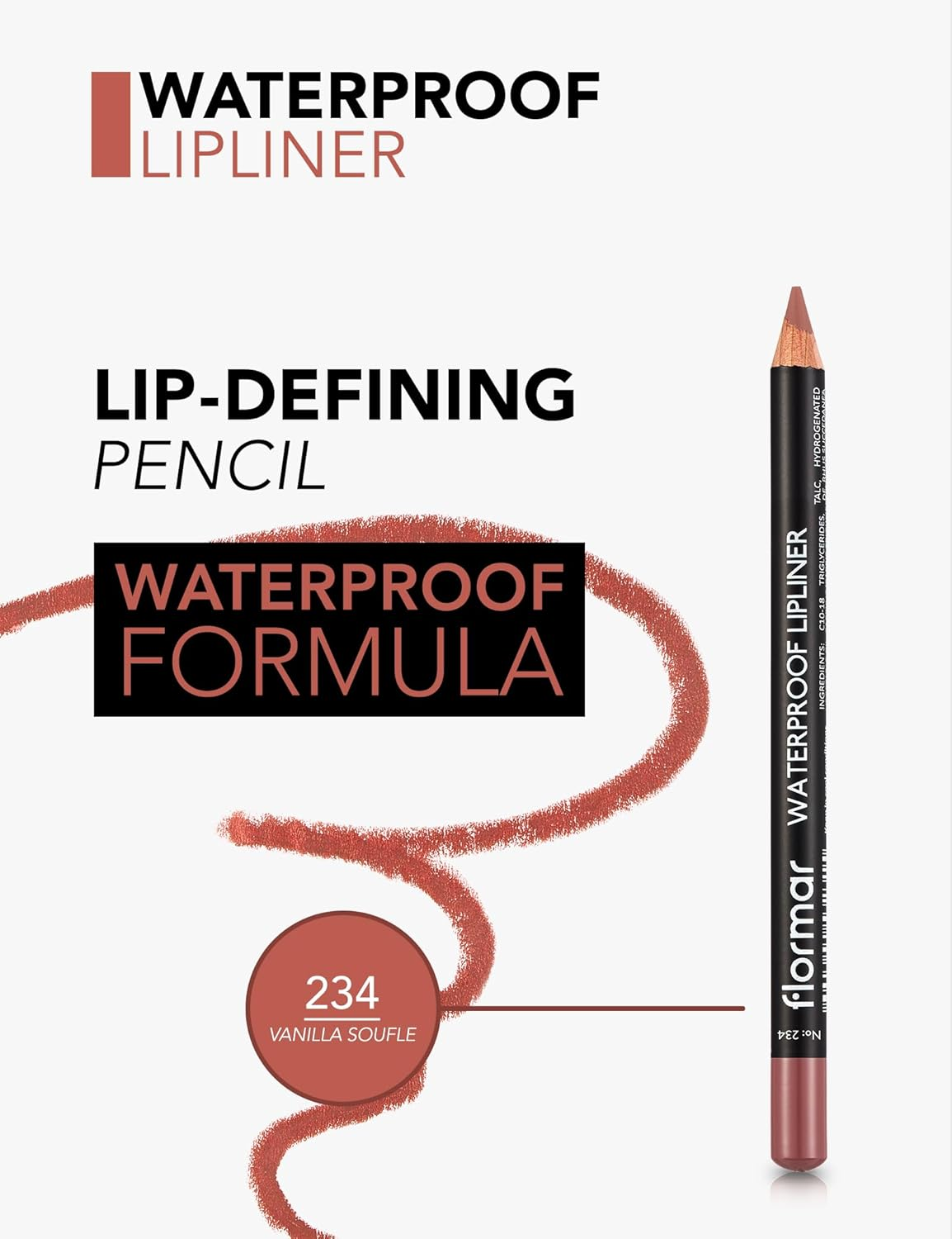 Flormar Waterproof Lipliner Pencil, 234 Vanilla Souffle, 1.14 Gm image number 3