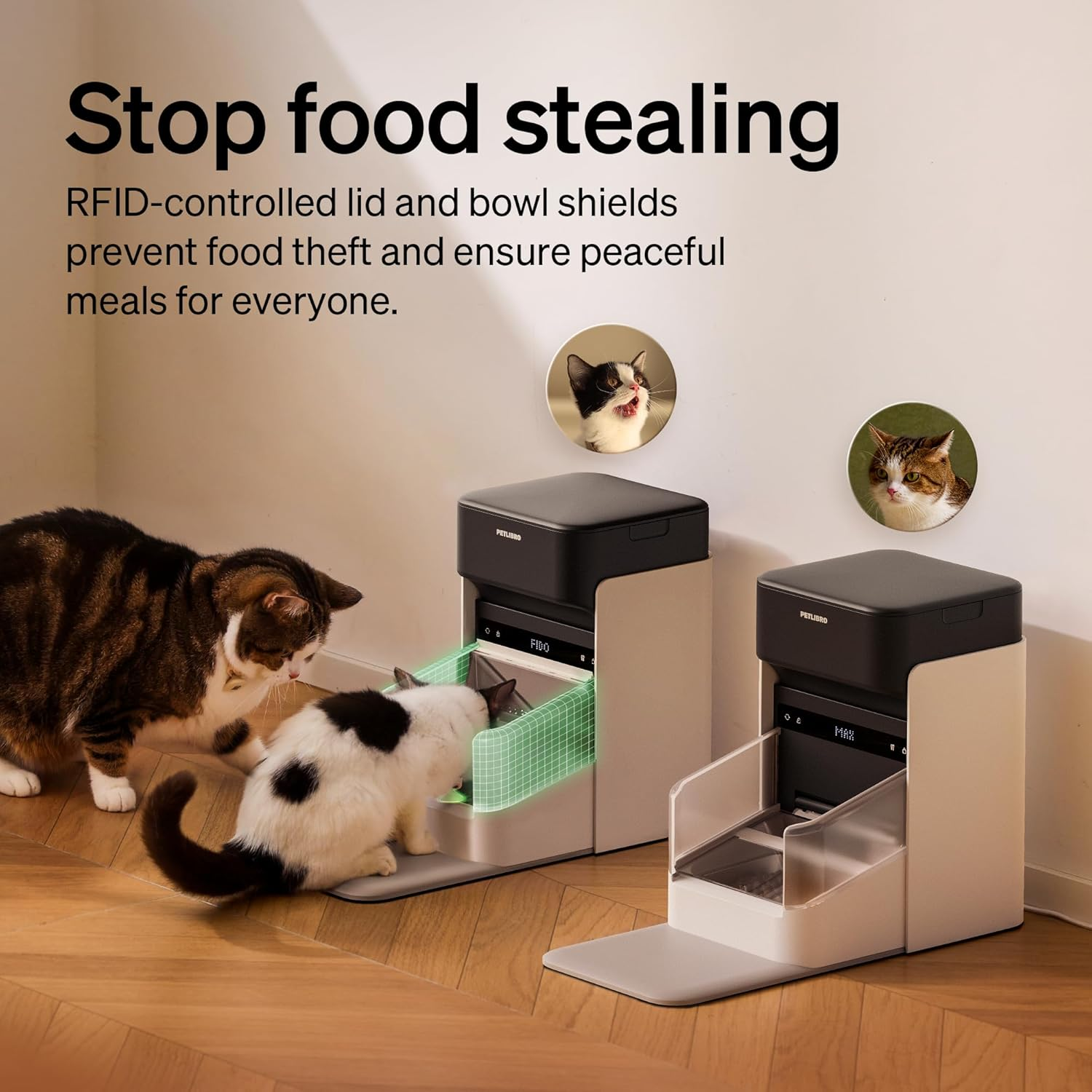 PETLIBRO RFID Automatic Cat Feeders for 2 Cats, Collar Sensor for Personalized Meals, Cats Recognition to Stop Food Stealing, Diet Tracking for Multi-Pet Homes and Different Diets, Wifi Food Dispenser image number 6