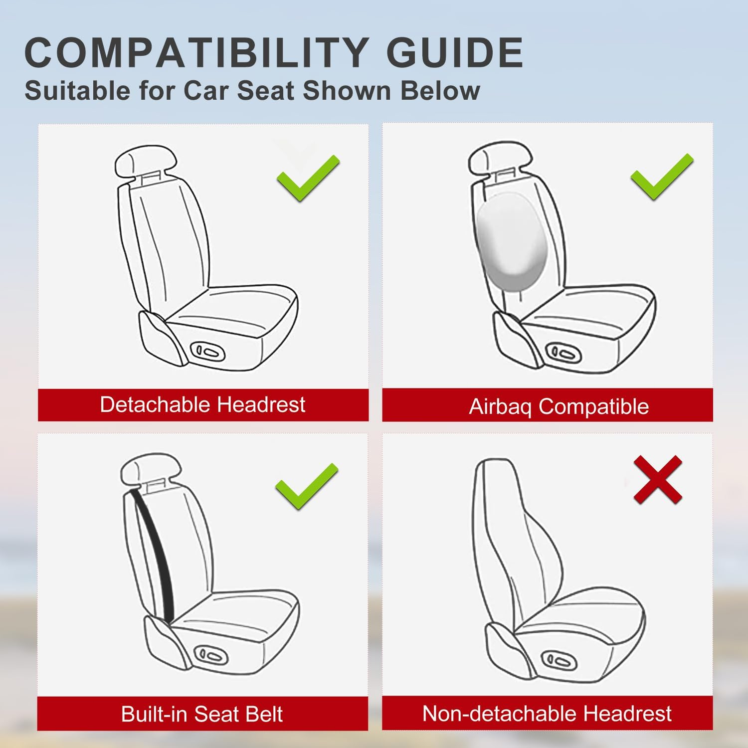 Qinlive Breathable Cool Ice Silk Cooling Seat Covers Fit Four Seasons, Universal Front of Car Seat Cushions Black image number 2