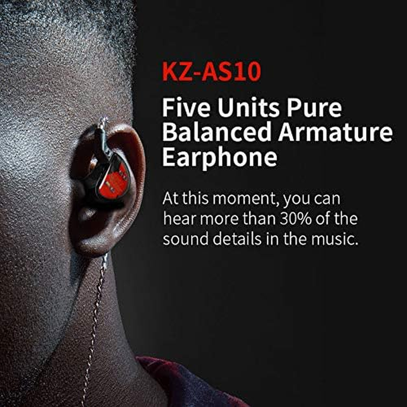KZ AS10 Earbuds Pure 5 Balanced Armature 5BA Earphone, Musician in Ear Monitor Headphone High Fidelity Hifi Headset (No Microphone, Green) image number 4