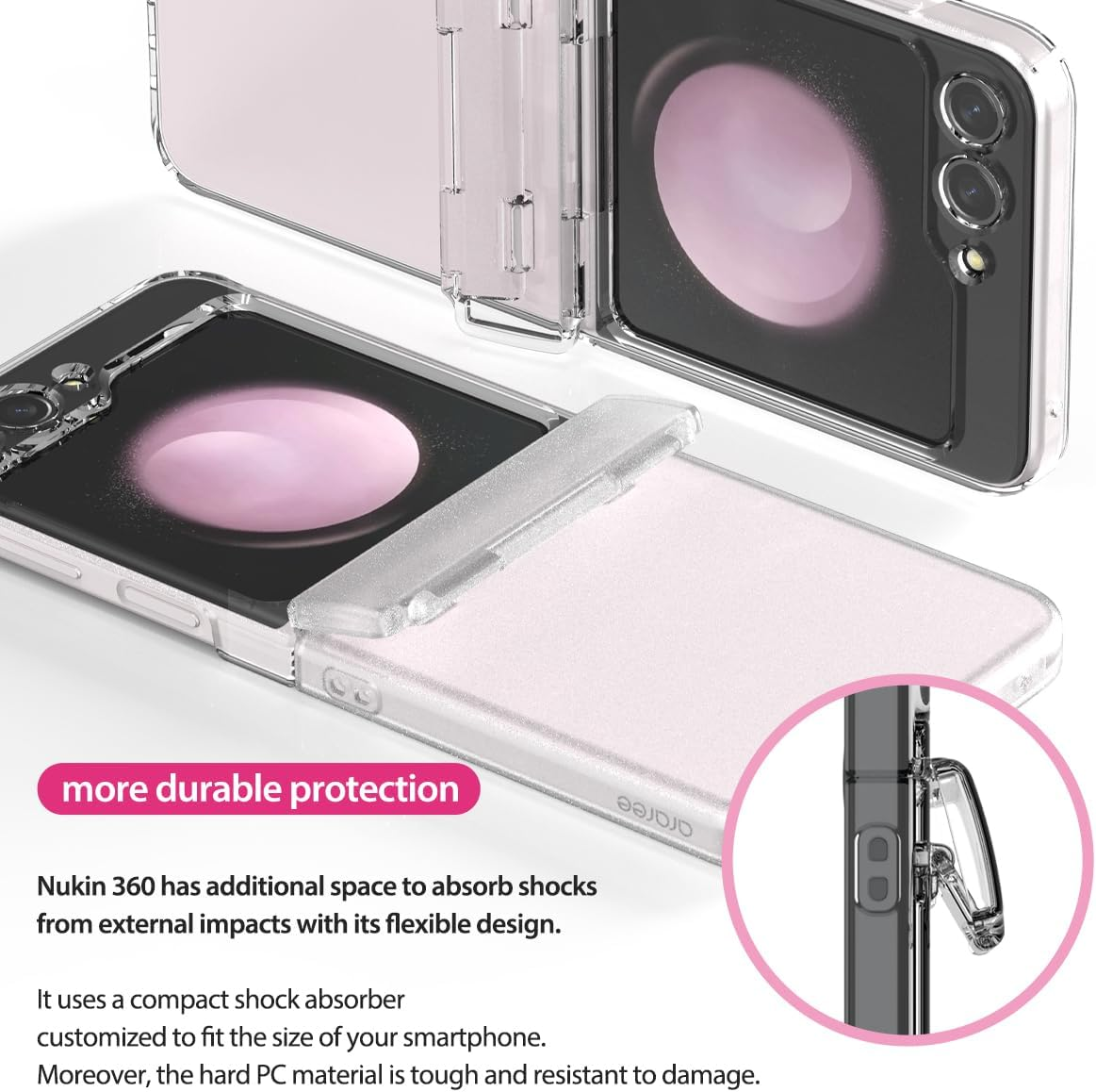 ARAREE Nukin 360 Samsung Galaxy Z Flip 5 Case with Hinge Protection, Lightweight Full Body Protective Hard PC Cover Designed for Samsung Galaxy Z Flip 5 5G - Clear, (Flip4Nk360) - Clear image number 2