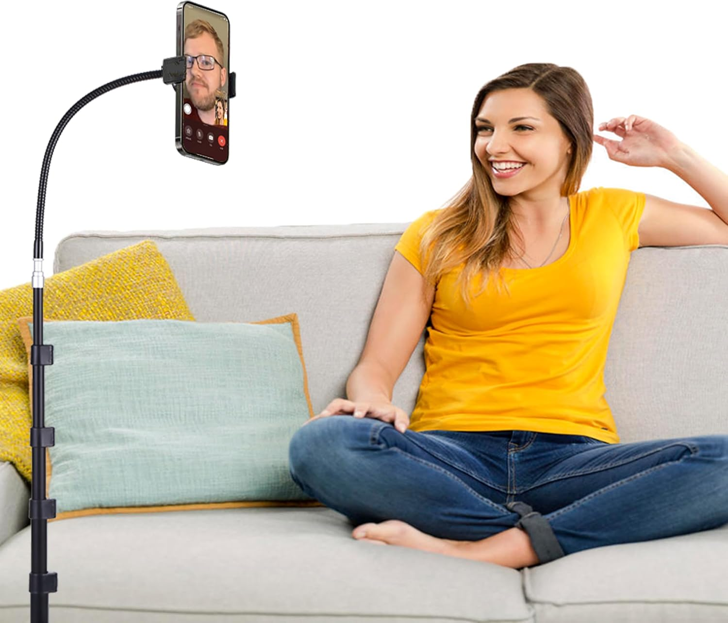 Peastrex 82" Tall Flexible Phone Tripod with 17" Gooseneck, Overhead Cellphone Tripod Stand for Video Recording for Iphone 15 14 13 Pro Max Pro, Android Phone image number 1