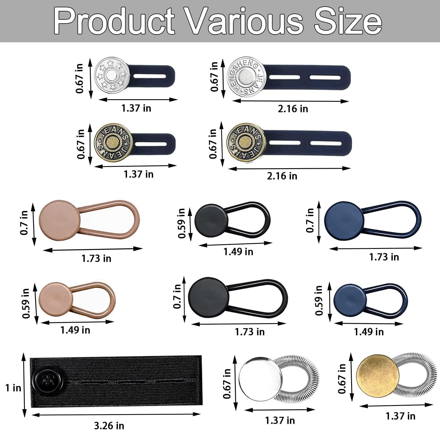 20 PCS Button Extenders for Jeans, Pants Button Extender, Waist Extenders for Pants for Women Men, No Sewing Instant Waistband Extension 1-1.8 Inches image number 2