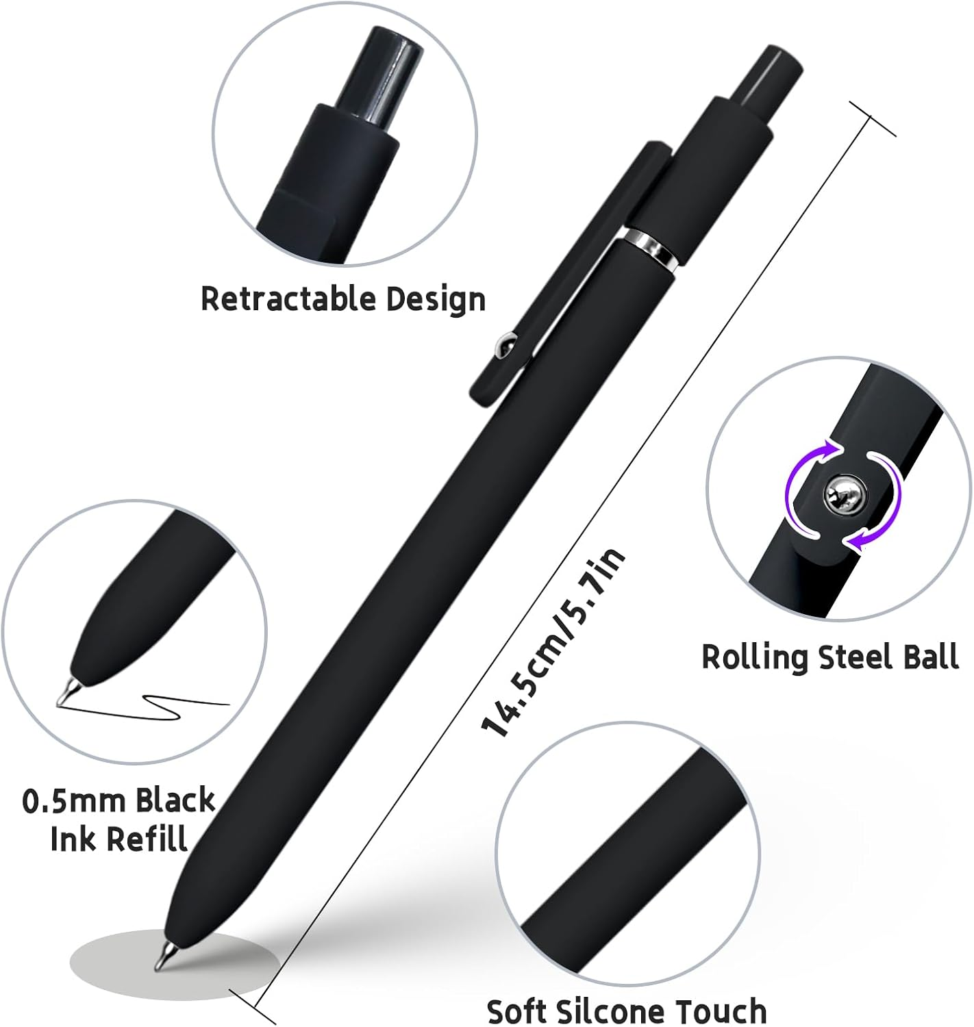 UIXJODO 6 Pcs Gel Pens 0.5Mm Quick Dry Black Ink Pens Fine Point Smooth Writing Pens, Cute Office and School Supplies Gifts for Women Teacher Students (6 Pcs Black White Grey Silver) - 6 Pcs Morandi Gold image number 7