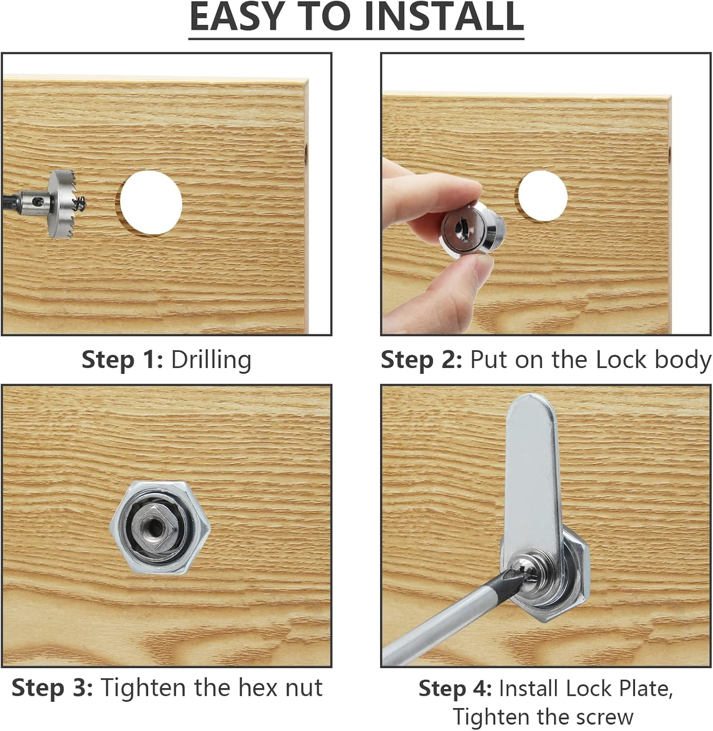 Uenhoy 6 Pack Cam Locks Keyed Alike, 1" (25Mm) Cam Lock Set for Drawers Mailbox Tool Box RV, File Cabinet Locks with Keys image number 5