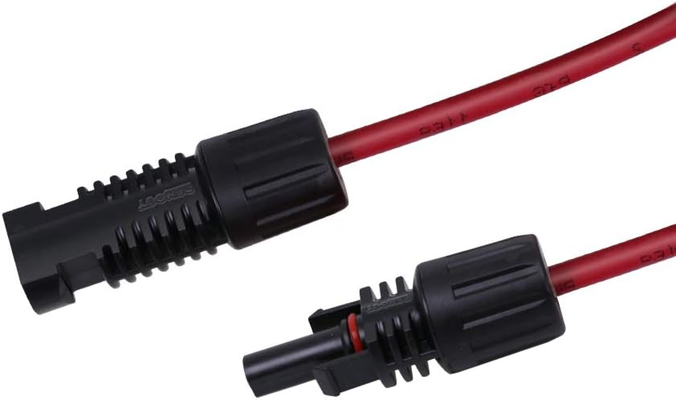 Renogy 20FT 12AWG Solar Panel Female and Male Connectors, Extension Cables-Pair, 1 Pair 20' 12 Gauge Red and Black image number 2
