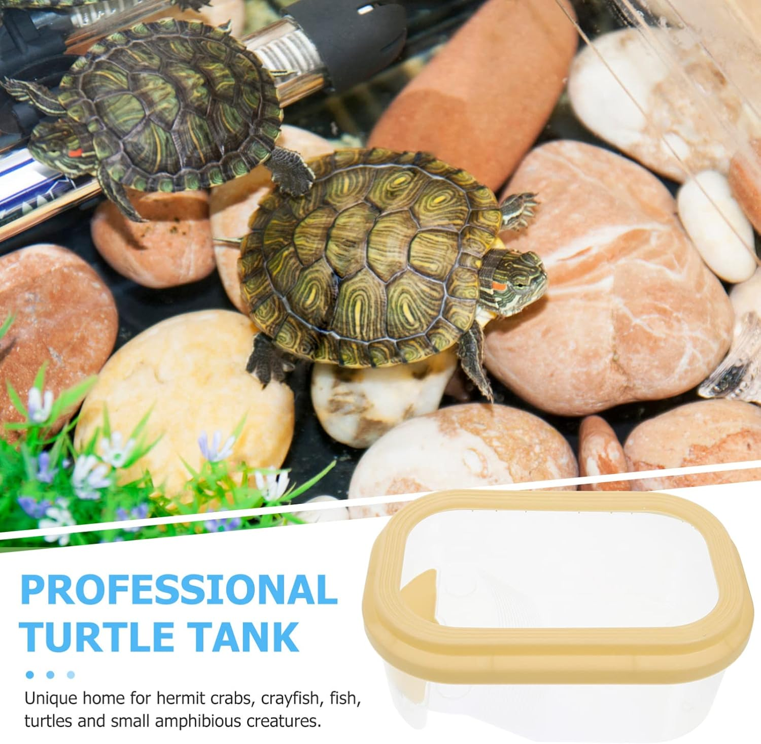 SUPVOX Turtle Breeding Container Basking Platform Multi-Use Indoor Turtle Tank for Tortoise Fish and Small Aquatic Pets Durable and Versatile Habitat Climbing Ramp and Feeding Area For image number 5