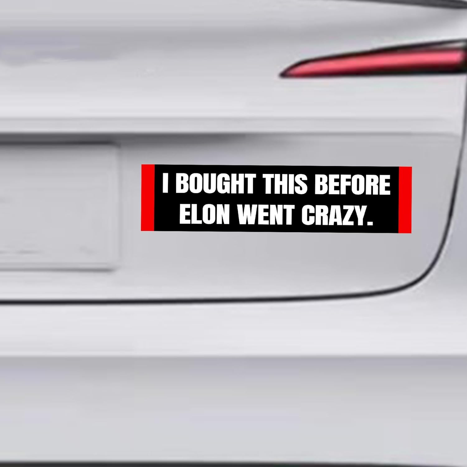 2Pack Tesla Car Sticker - I Bought This before We Knew Elon Was Crazy!Funny anti Elon Bumper Sticker ! Model X Y 3 S Vinyl Window Cling Decal image number 3