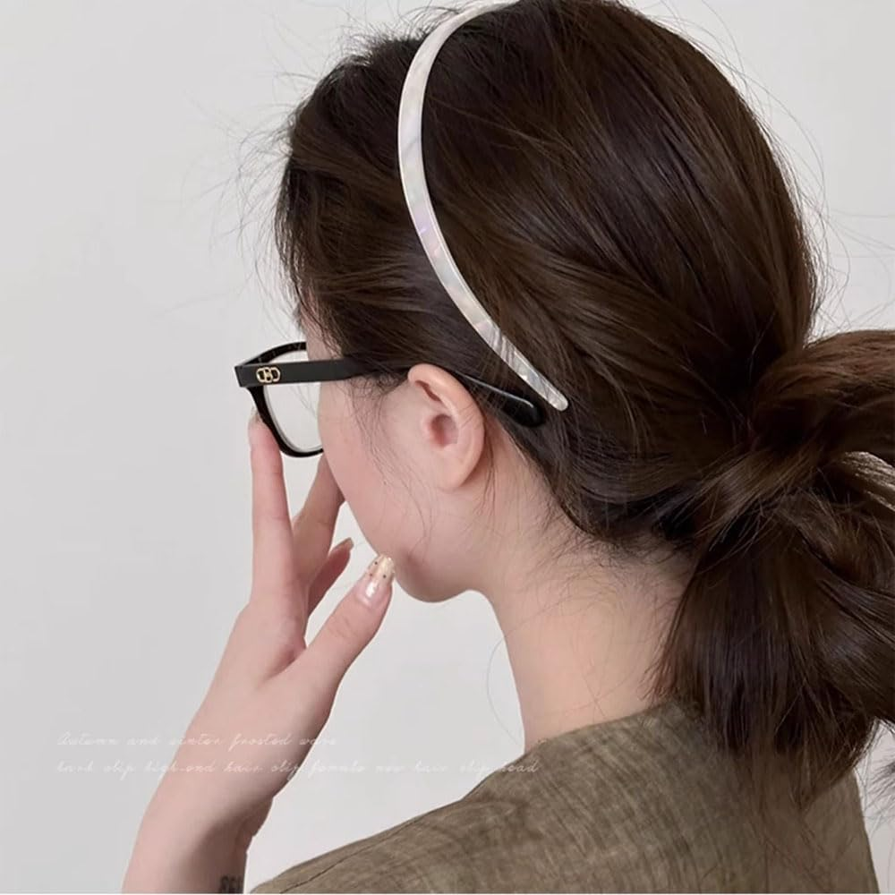 Pack of 4 Cute Headbands Women'S Non Slip Hair Band Women'S Acetic Acid Headband Women'S with Teeth Comb Headband Curved Glasses Design Headband Women'S Cute Colourful Hair Bands Women'S Hair image number 2