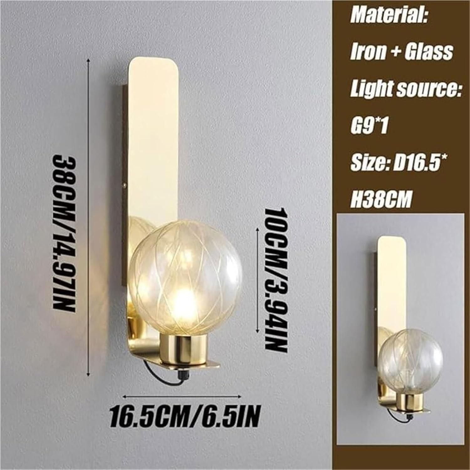 Glass Lampshade Wall Lamp Wall Sconce G9 Wall Light Wall Sconces for Bedroom Living Room Corridor Study Wall Lighting image number 4