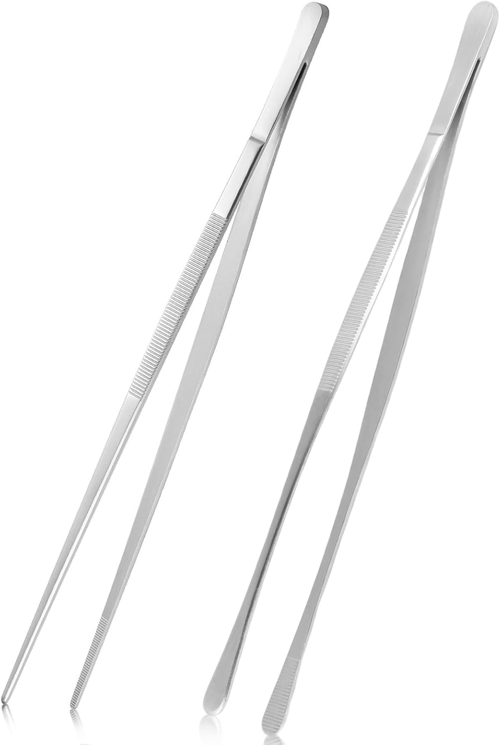 Cooking Tweezers Set, 2PCS 12-Inch Stainless Steel Kitchen Tongs with Fine Head and Broader Head, Professional Cooking Tools for Kitchen, BBQ & Culinary Tasks image number 3