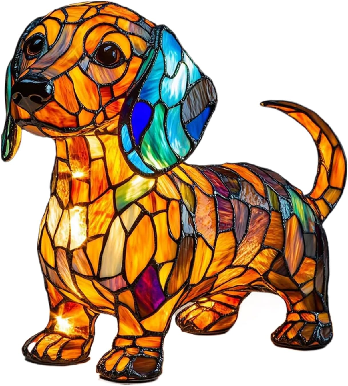 French Fighting Dog Night Lights,Dachshund Night Light,Pug Table Lamp,Cute Animal Lighting,Colorful Sculpture Vintage Tabletop Decorations for Bedroom