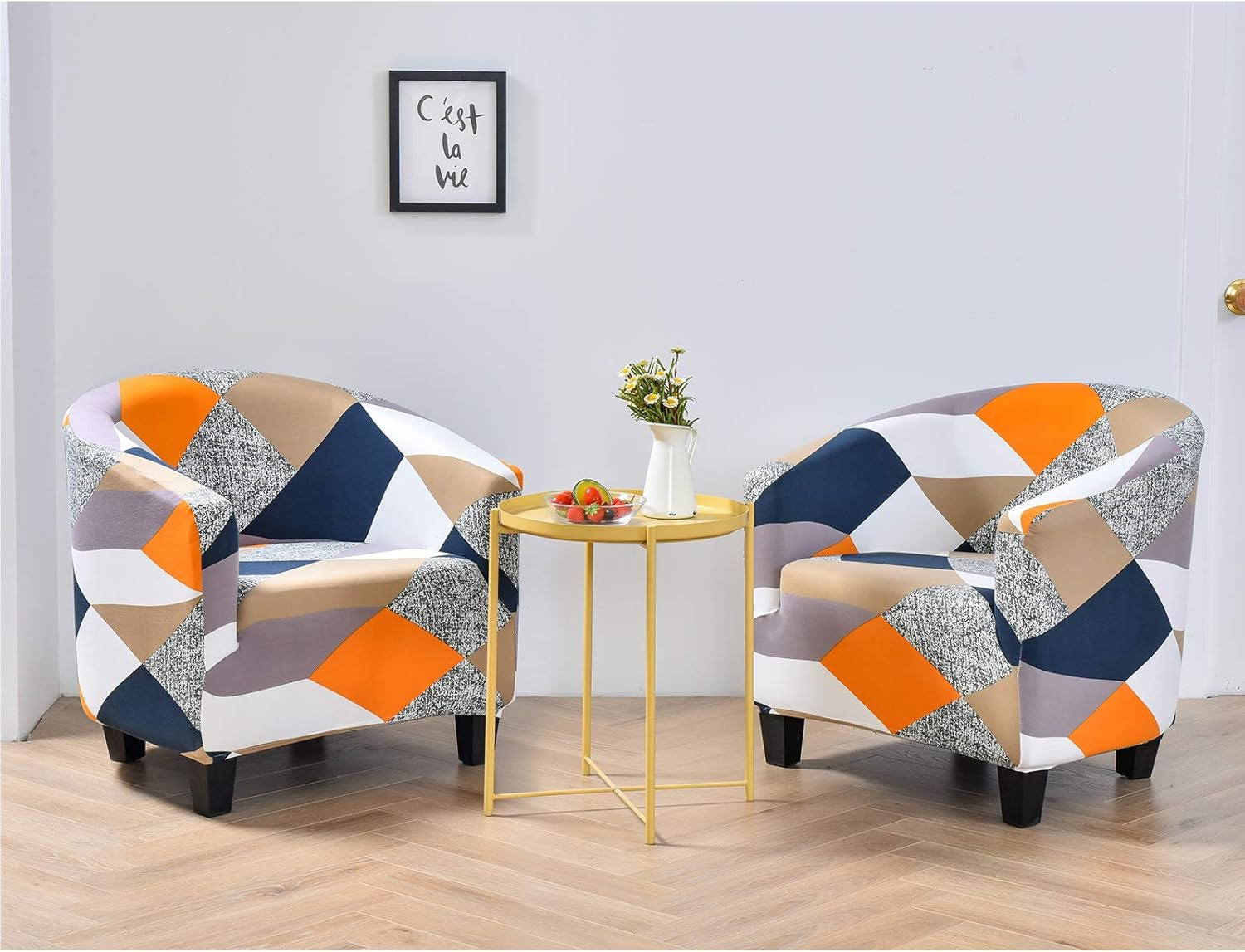 Tub Chair Covers Stretch Club Chair Slipcover Tub Chair Covers for Armchairs Couch Cover for Bar Counter Living Room Printed - Fanghua image number 7