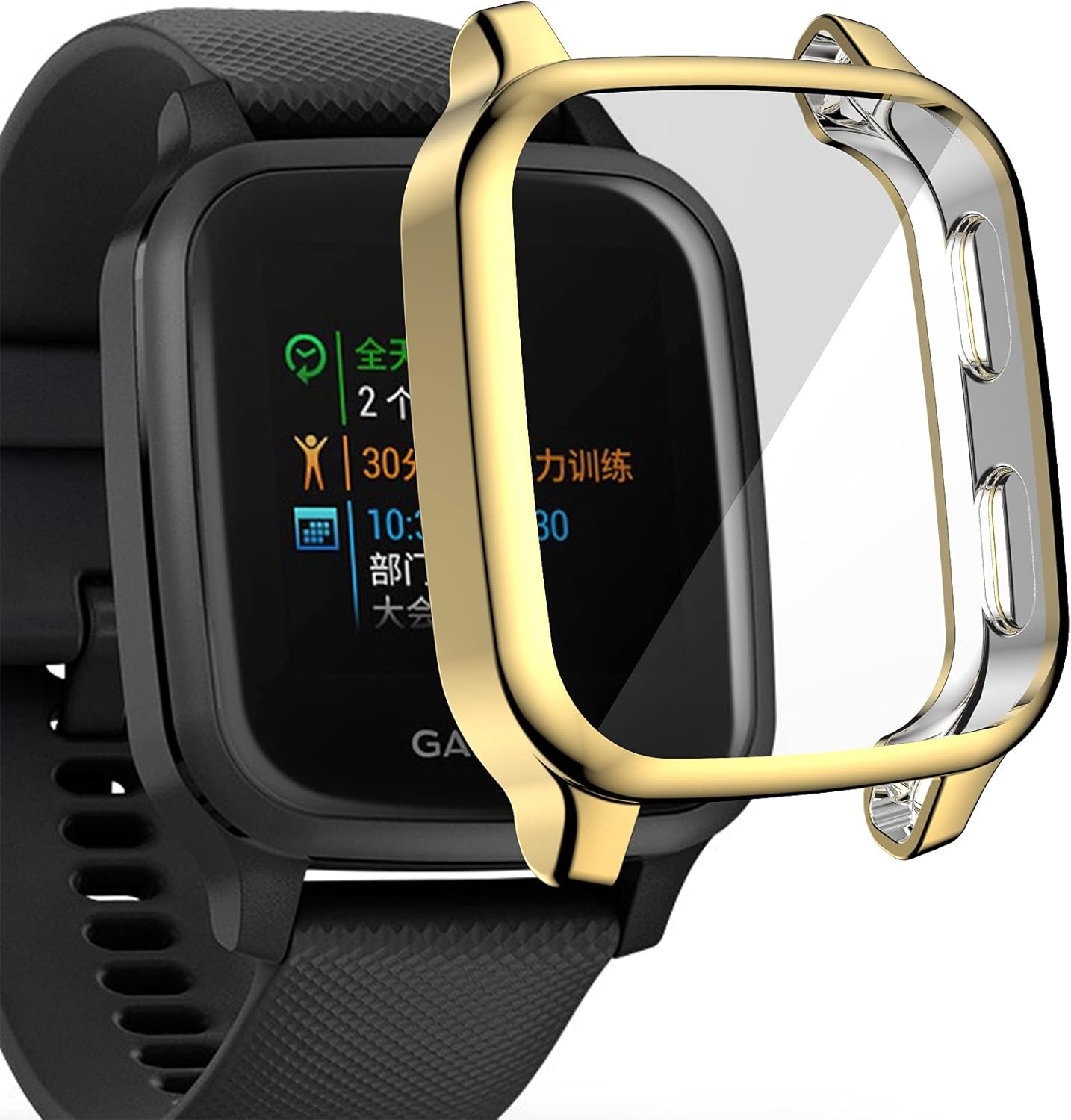 Acadeny [Pack of 2] Case Compatible with Garmin Venu Sq 2/Sq 2 Music/Venu Sq/Sq Music, Gold High Transparency All-Round Protective Case with Screen Protector, Anti-Stain, Scratch-Resistant, TPU - Rose Gold image number 7