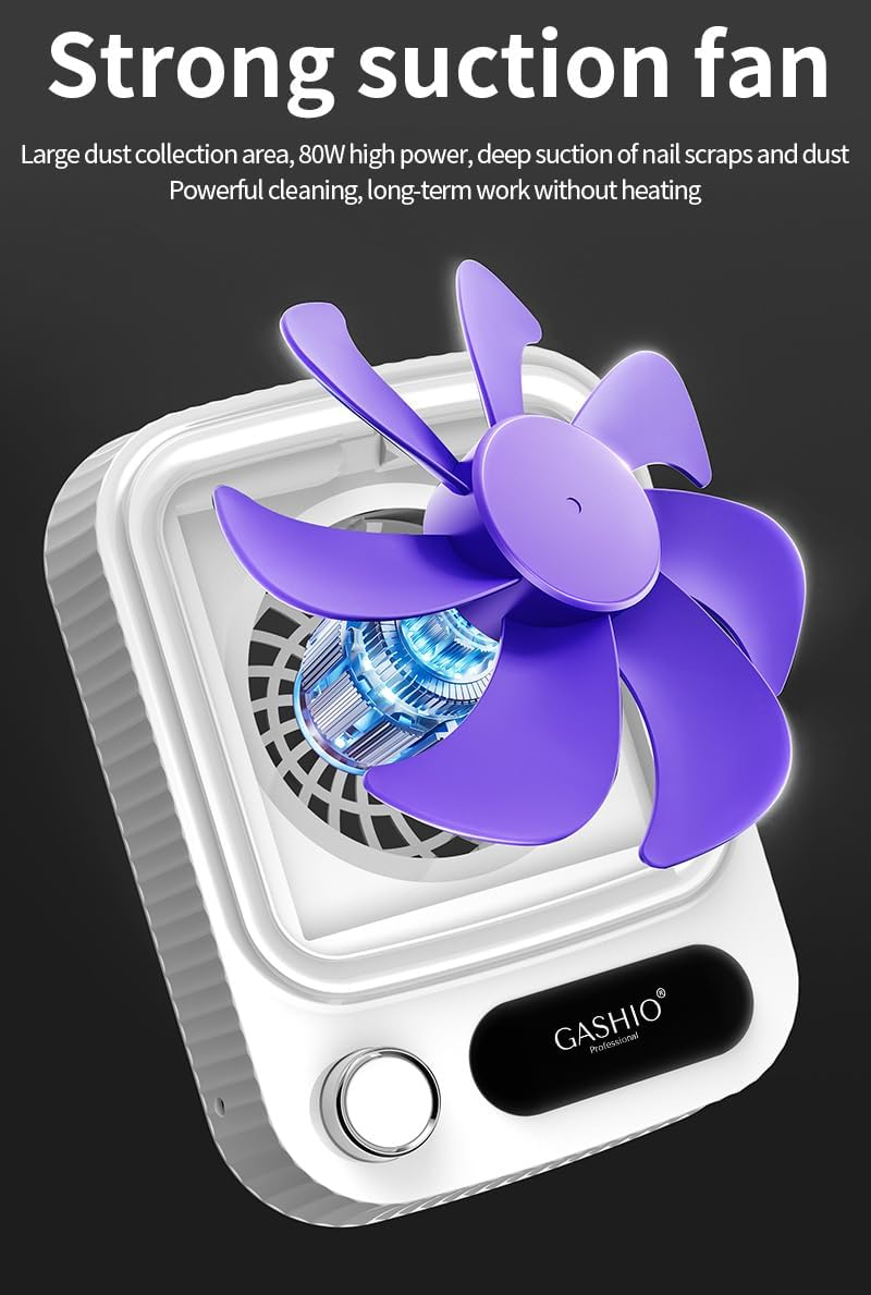 GASHIO&reg; Dust Extraction for Nails - Suction Nails - Efficient Nail Vacuum Cleaner - Professional Nail Vacuum Cleaner - Vacuum Cleaner for Gel Nails - Nail Dust Collector Dust Collector with Filter 80 image number 2