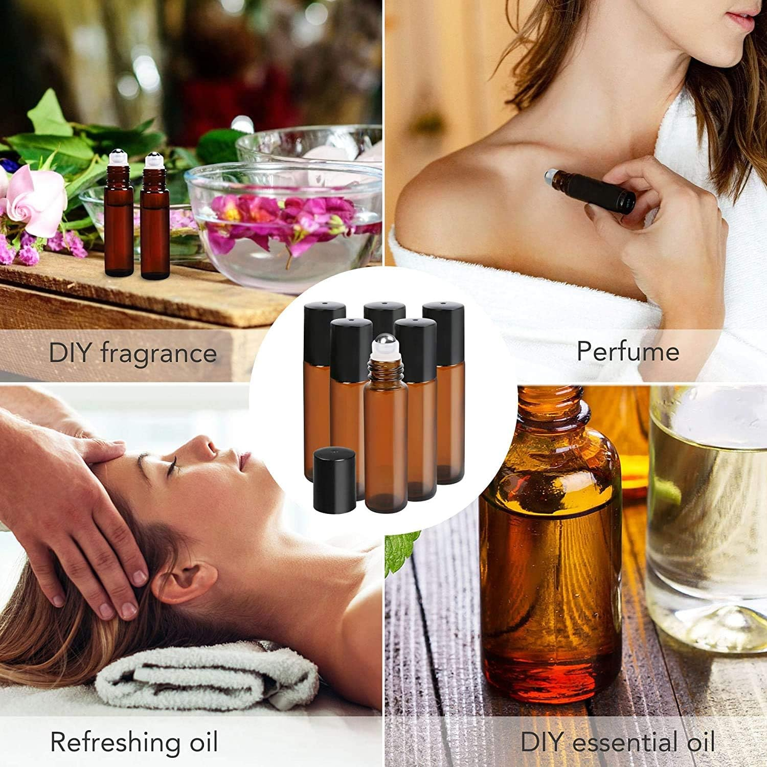 100Ml 50Ml Amber Glass Spray Bottle Fine Mist Spray Bottles Cosmetic Container 10 Ml Amber Glass Roller UV Protection Bottles with Stainless Steel Roller Balls image number 5