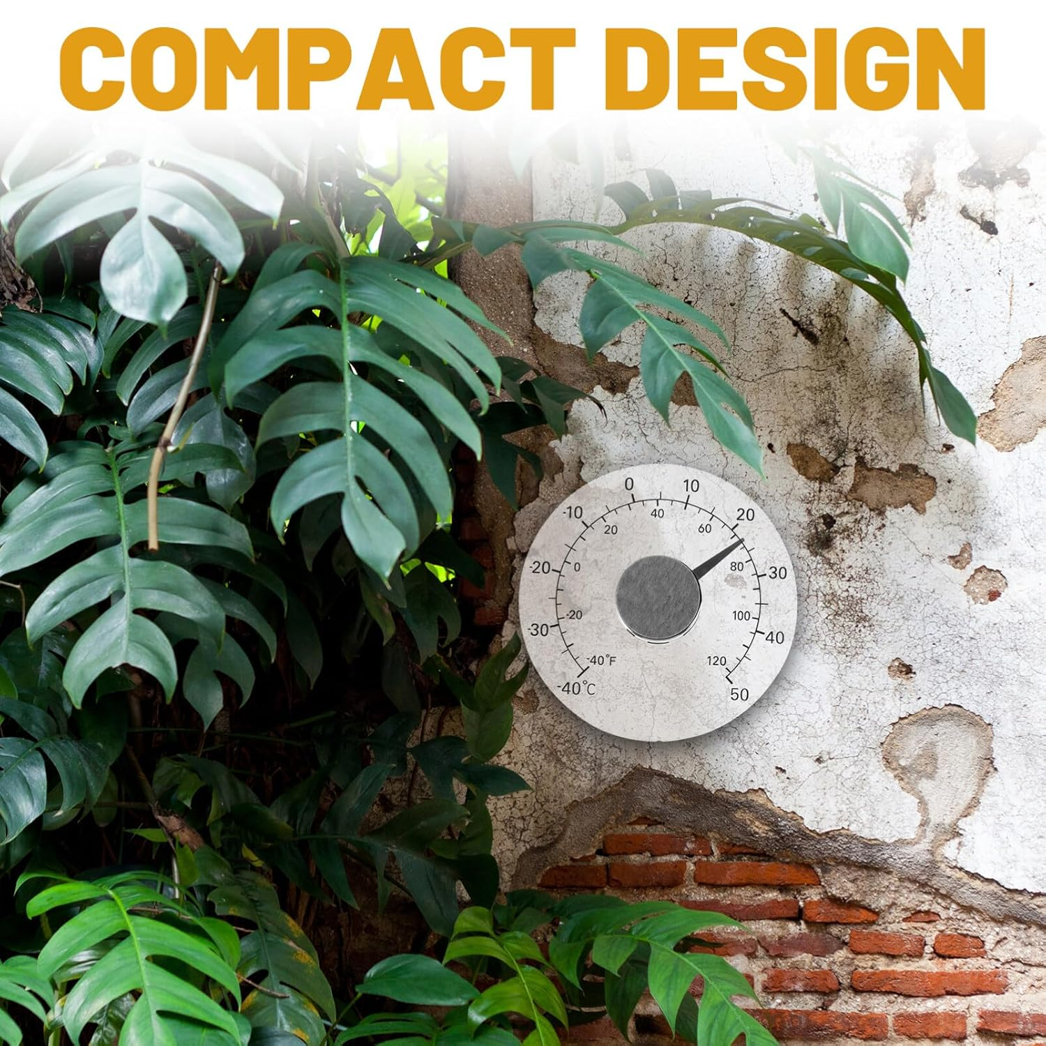 Yardwe Stick on Window Thermometer Temperature Indoor and Outdoor Waterproof Dial round for Garden Gauge Humidity Monitor image number 1