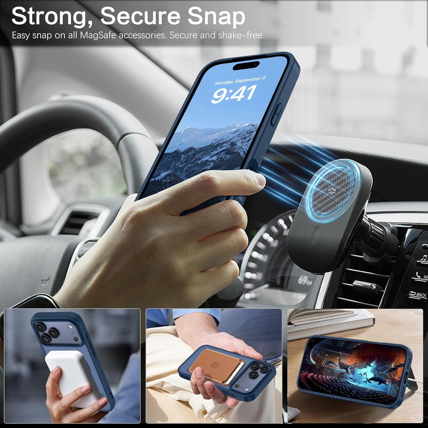 VENINGO Case for Iphone 17 Pro Max, Magnetic Cover with Invisible Kickstand, Compatible with Magsafe Slim Translucent Matte Full-Body Protective Shockproof Case for Iphone 17 Pro Max 6.9 Inch, Blue image number 3