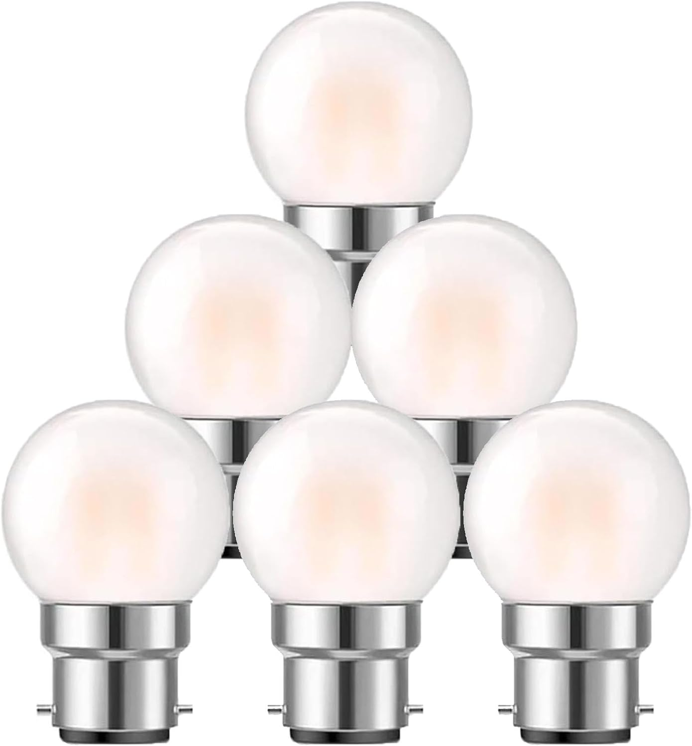 G40 Led Filament Bulb B22 Bayonet Base Globe Ball Lamp(220-240V) 1.5W Frosted Glass 2700K Warm White Pendant Antique Milky Bulbs 6Pack image number 2