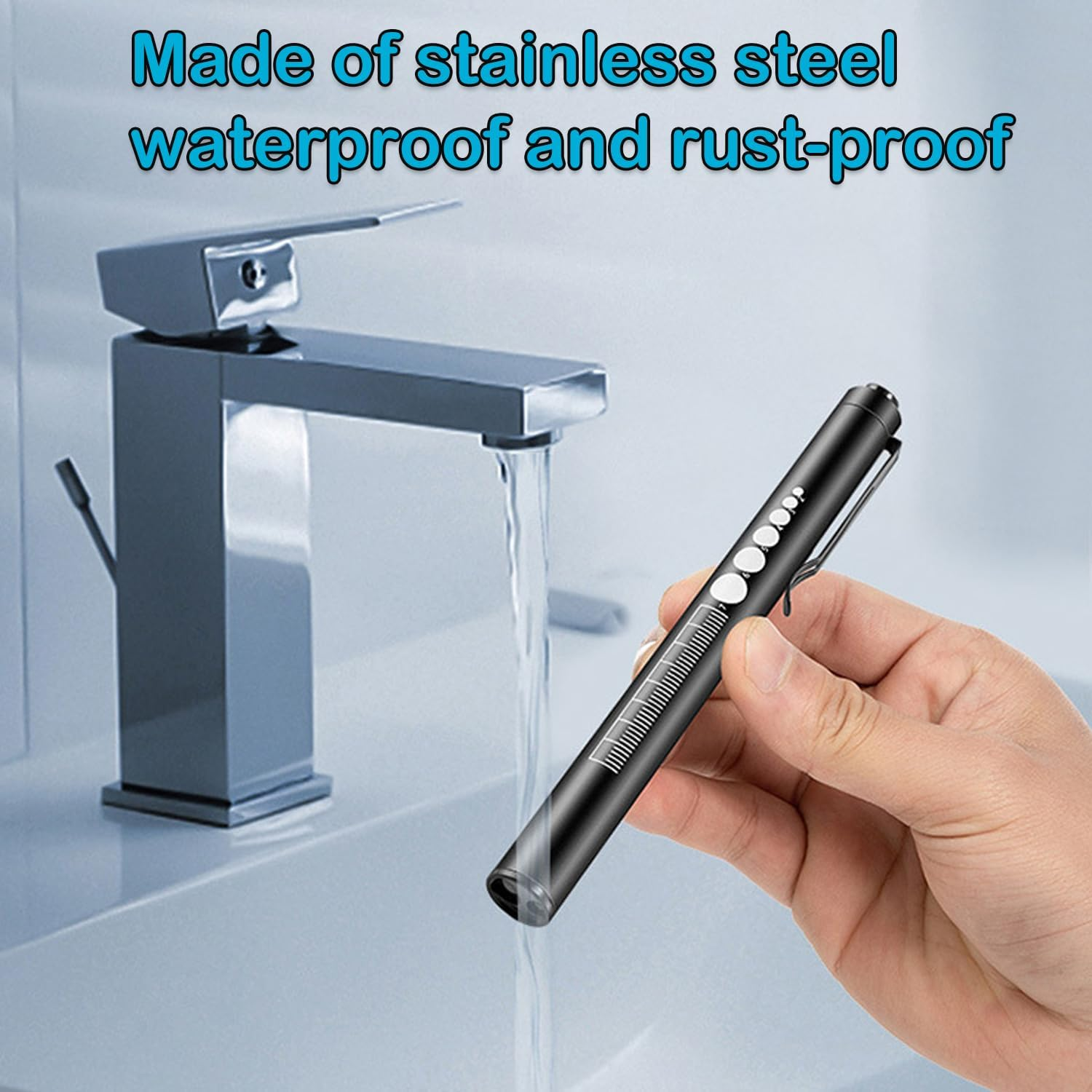 YUENTOEN Pen Light, LED Pupil Gauge Penlight with 2 Light LED Sources, USB Rechargeable Mini Penlight for Home Camping Outdoor and Emergency (Black) image number 3