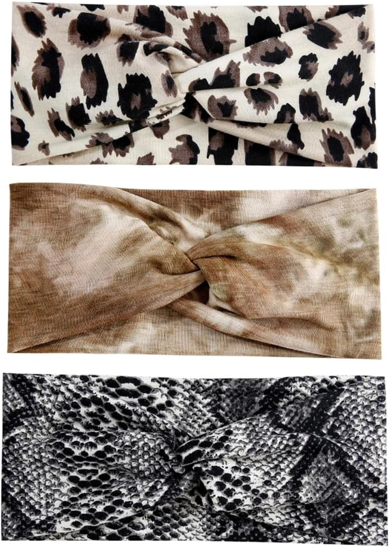 Headbands for Women, 3 Pieces Headband Women'S Wide Elastic Boho Hair Bands, Elastic Hair Bands for Women, Turban, for Short Hair, Yoga, Workout, Running, Sports, Multicoloured image number 2